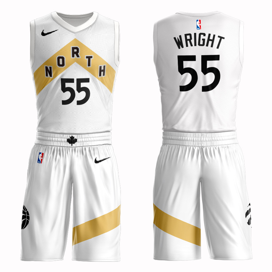 Customized 2019 Men Toronto Raptors #55 Wright white NBA Nike jersey
